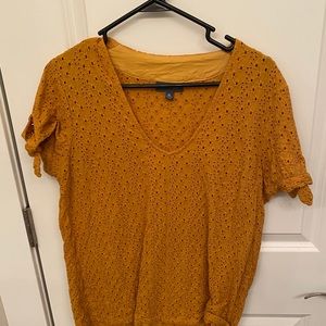 ModCloth Mustard Eyelet Top